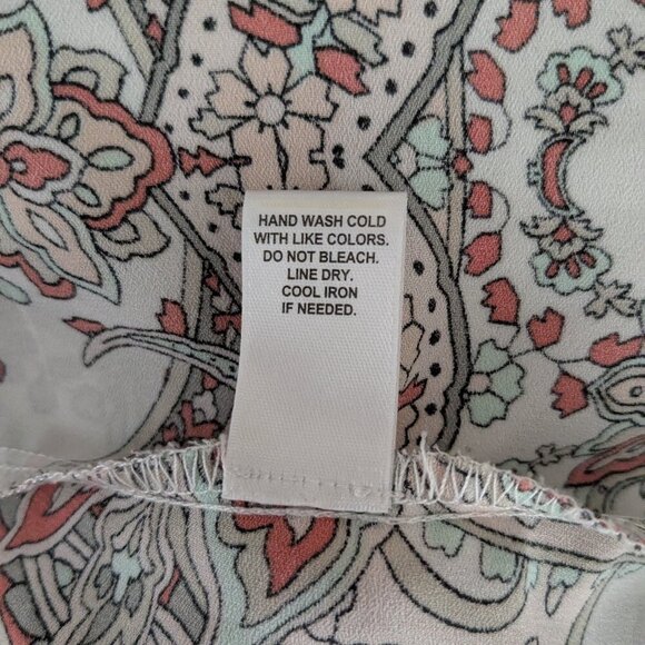 CATO Cream White/ Multi-Color Paisley Chiffon Tunic Top; 3/4 Sleeves Size 18/20W - Picture 5 of 5